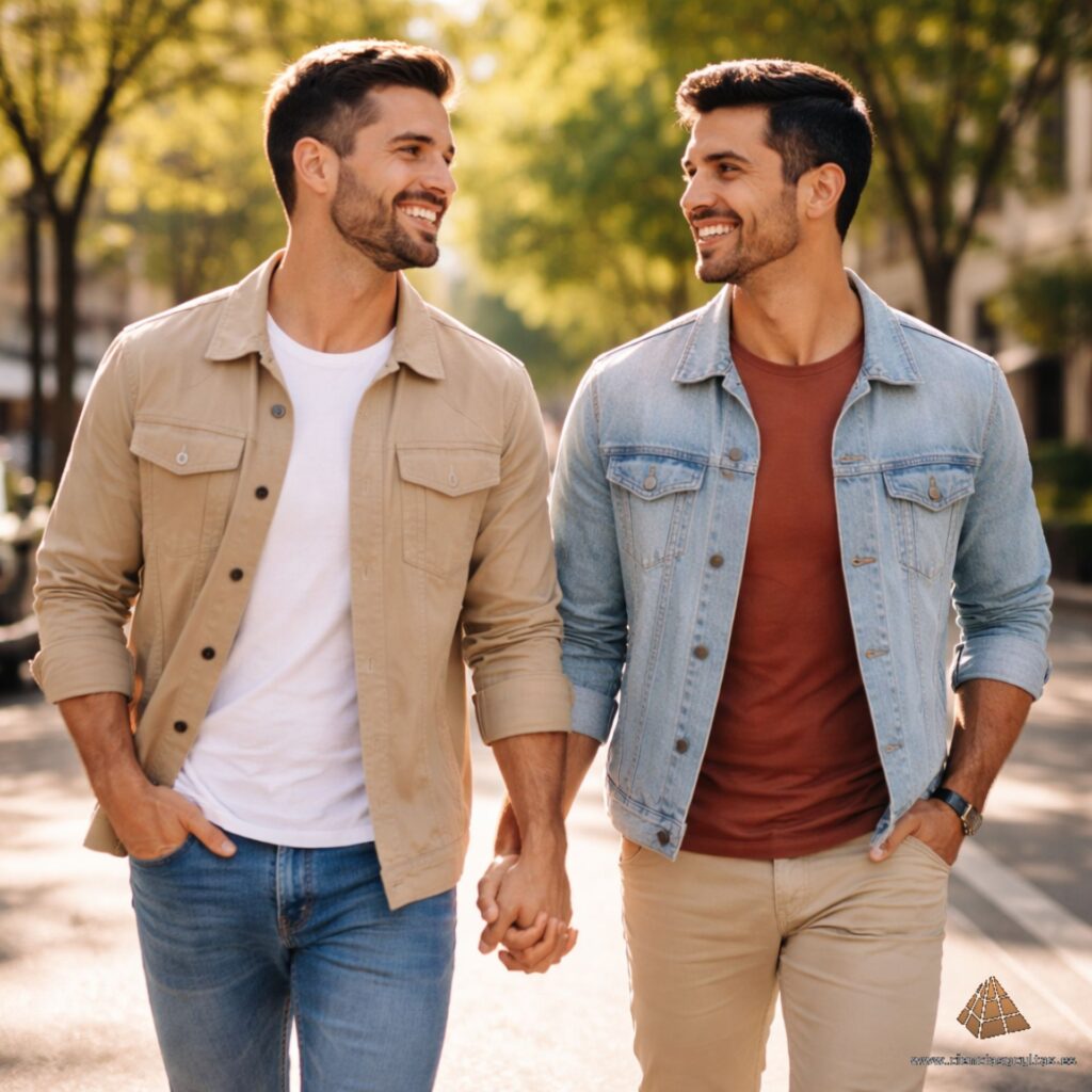 La conexión entre Géminis y Acuario como pareja es única; complicidad mental y libertad. Pareja feliz caminando de la mano simbolizando la compatibilidad entre Géminis y Acuario en el amor.